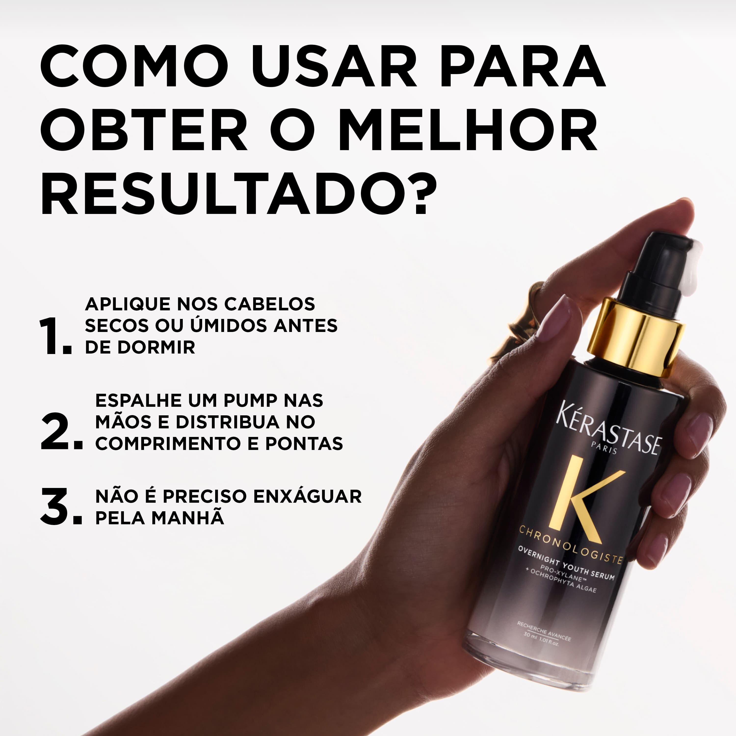 Serum noturno Kerastase Chronologiste Overnight Youth modo de uso para regeneracao capilar