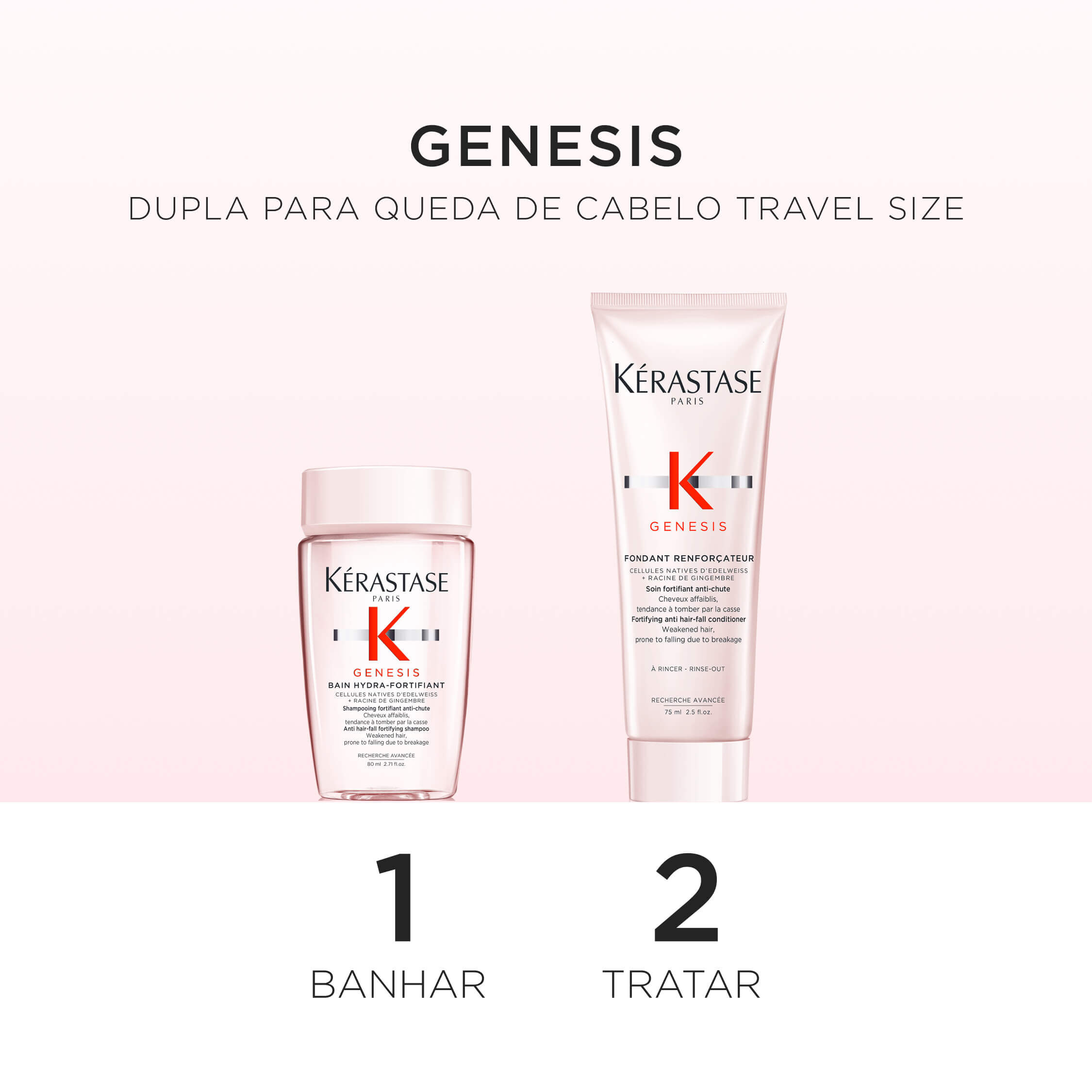 Kit shampoo e condicionador para queda de cabelo Kerastase Genesis com Shampoo Bain Hydra-Fortifiant e Condicionador Fondant Renforcateur