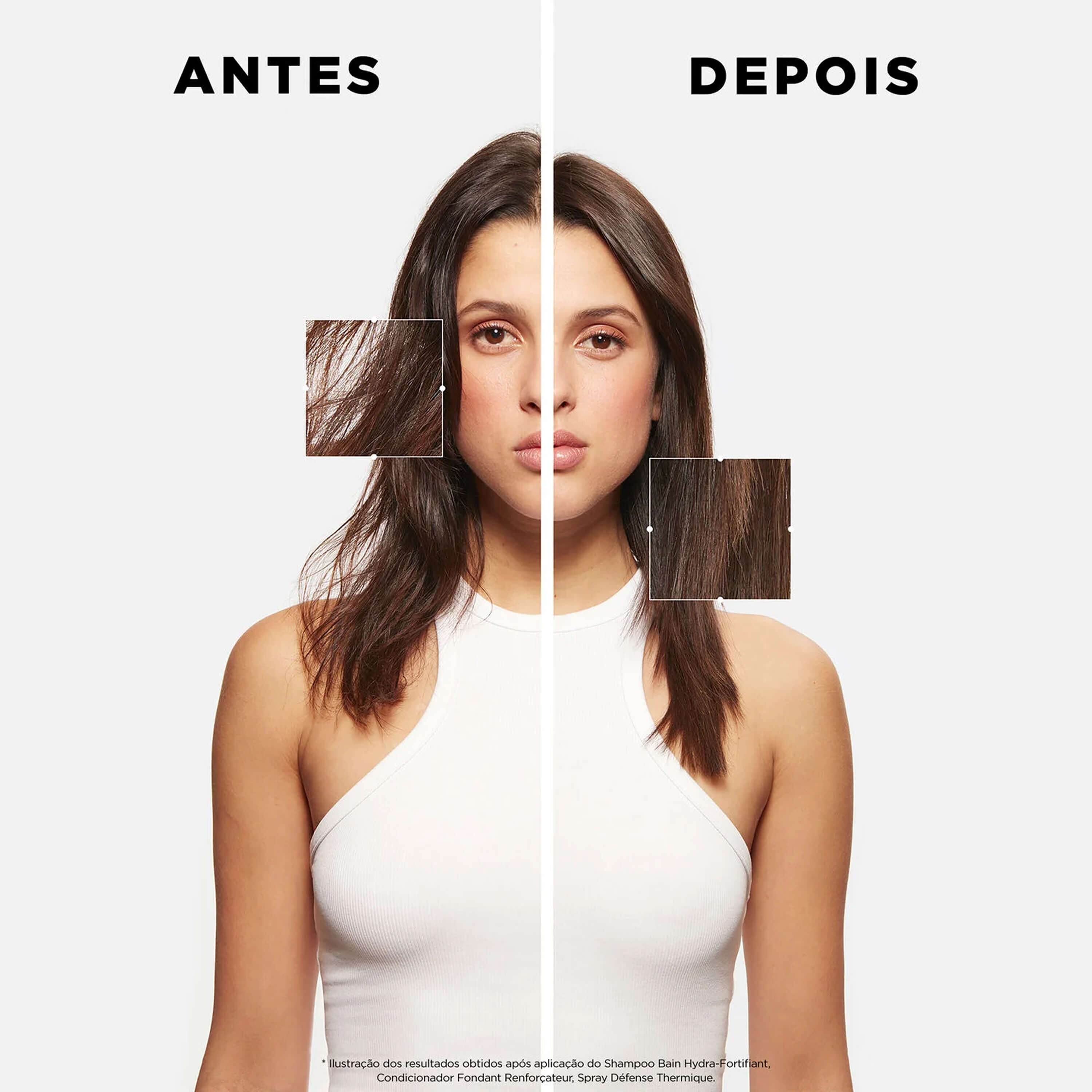 Antes e depois do uso do Kit Travel Size Shampoo e Condicionador Para Queda de Cabelo Kerastase Genesis