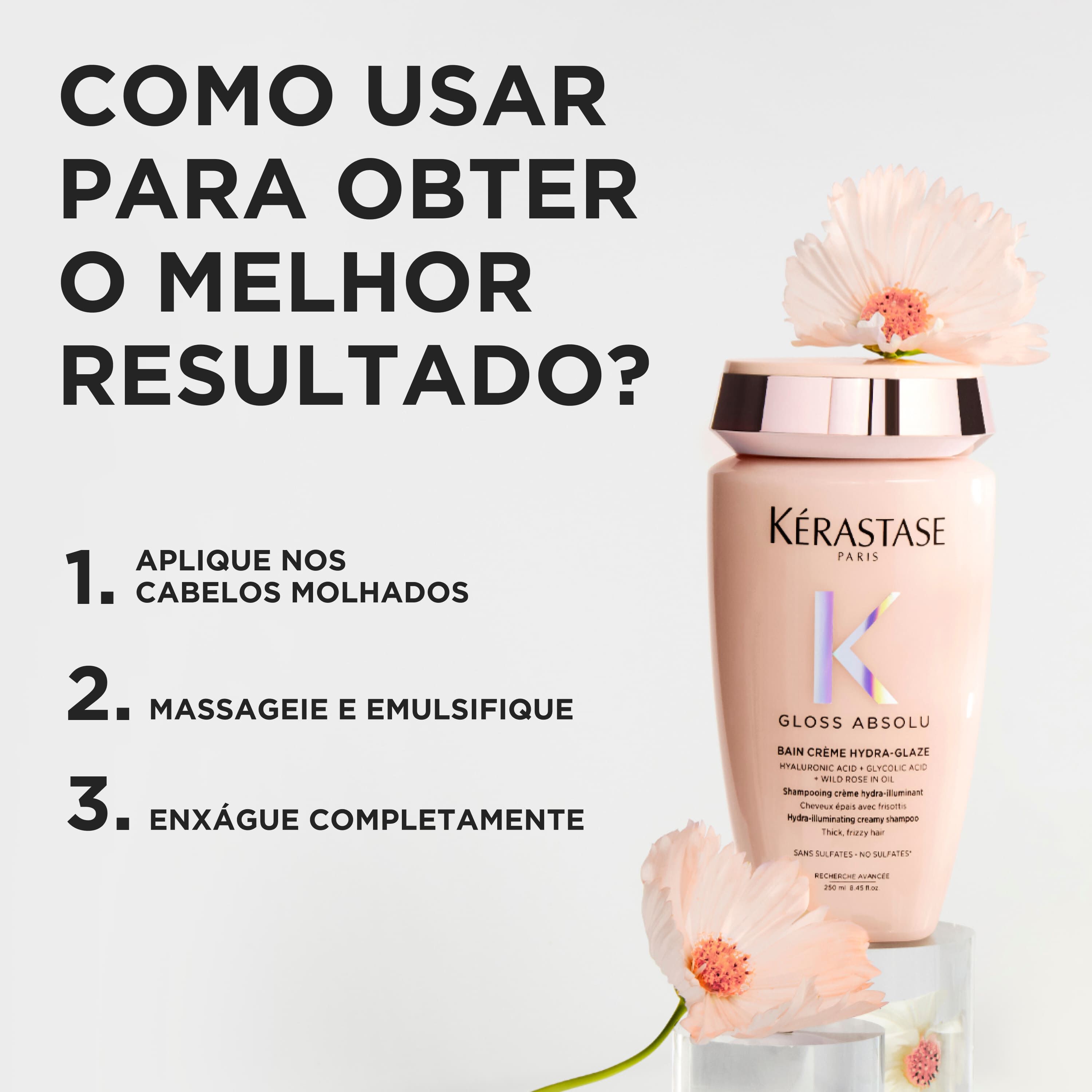 Como usar Shampoo Kerastase Gloss Absolu Bain Hydra Glaze Riche Travel Size