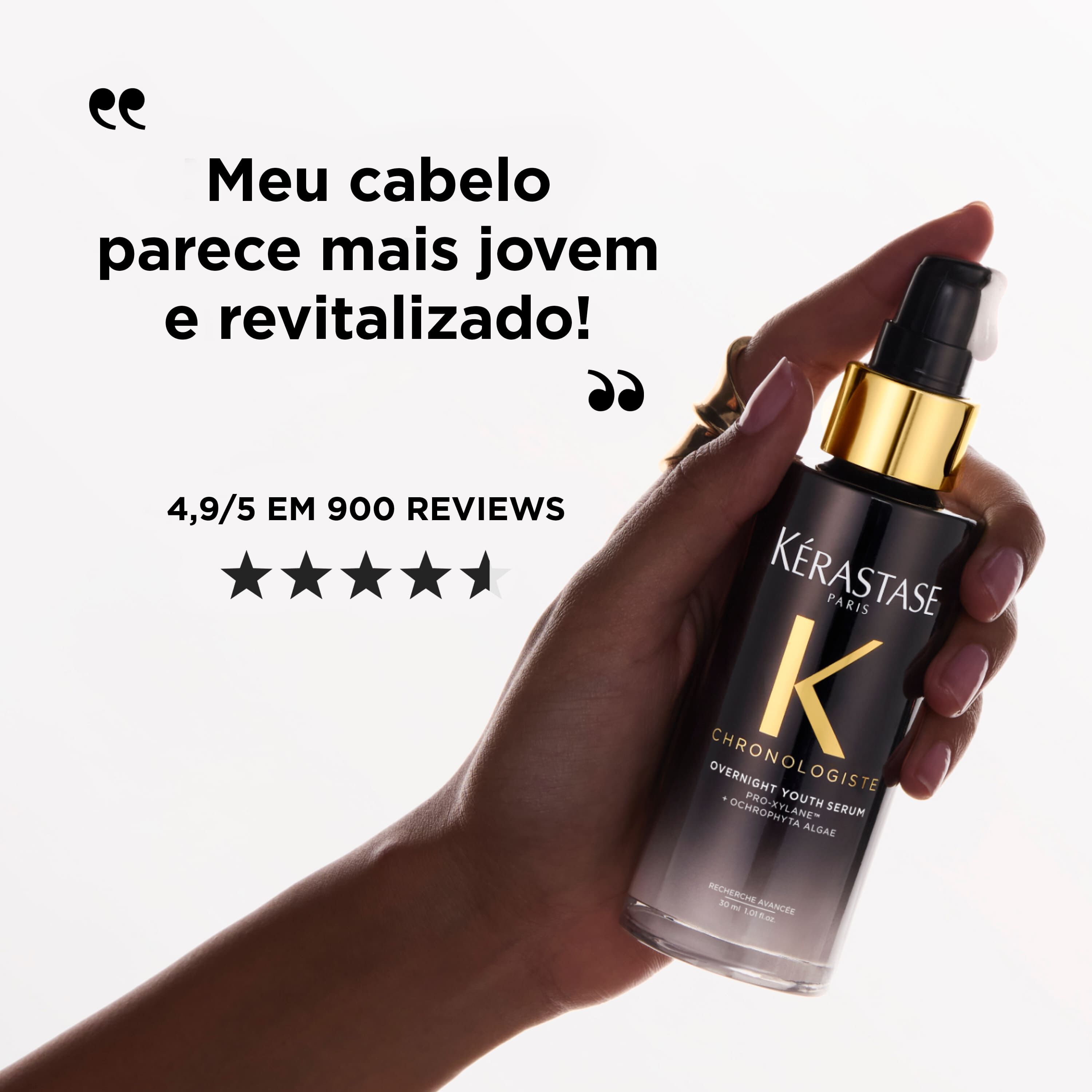 Serum noturno Kerastase Chronologiste Overnight Youth para cabelos mais jovens e revitalizados com regeneracao capilar