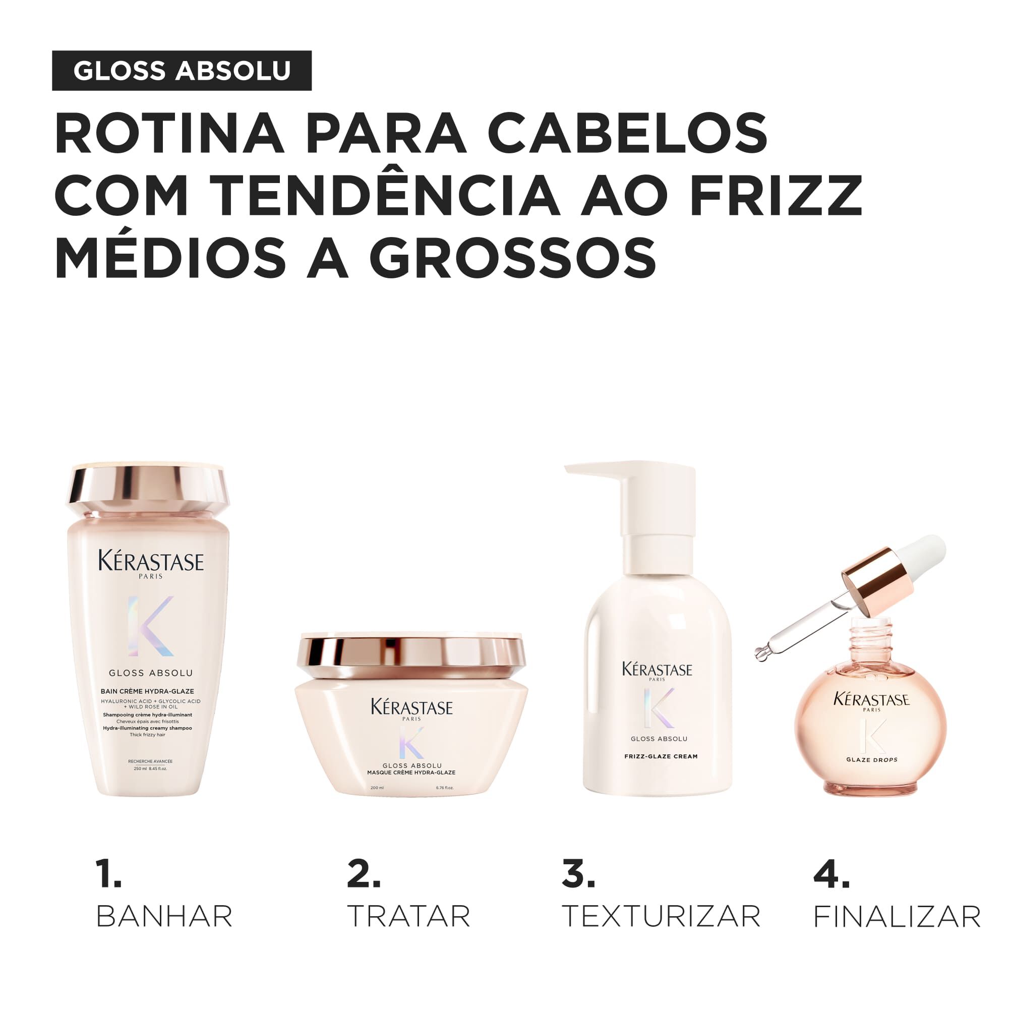 Kit Kerastase Gloss Absolu Riche Brilho Espelhado com rotina completa para cabelos mais brilhantes e sem frizz