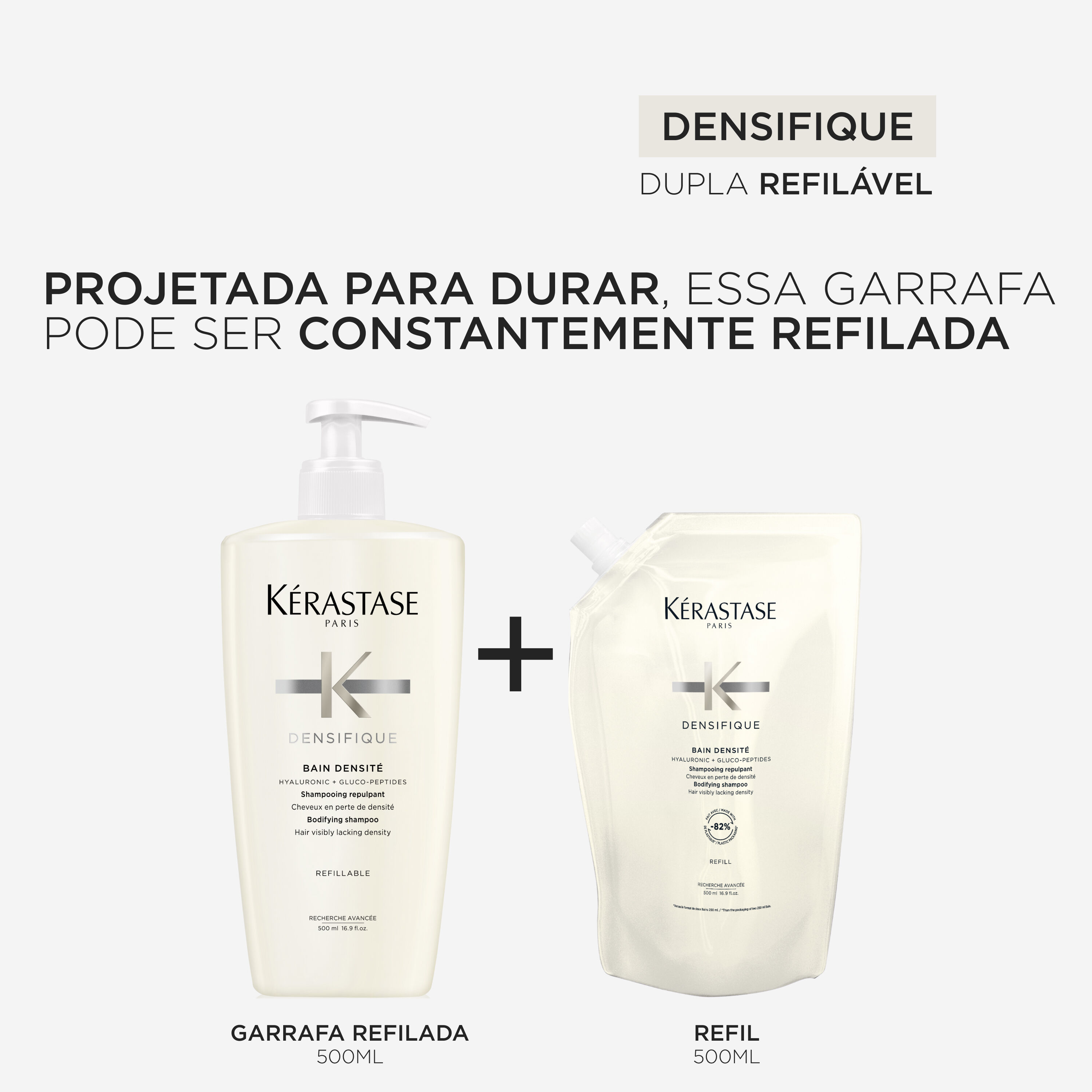 Embalagem duravel do Shampoo Kerastase Densifique Bain Densite com Refil