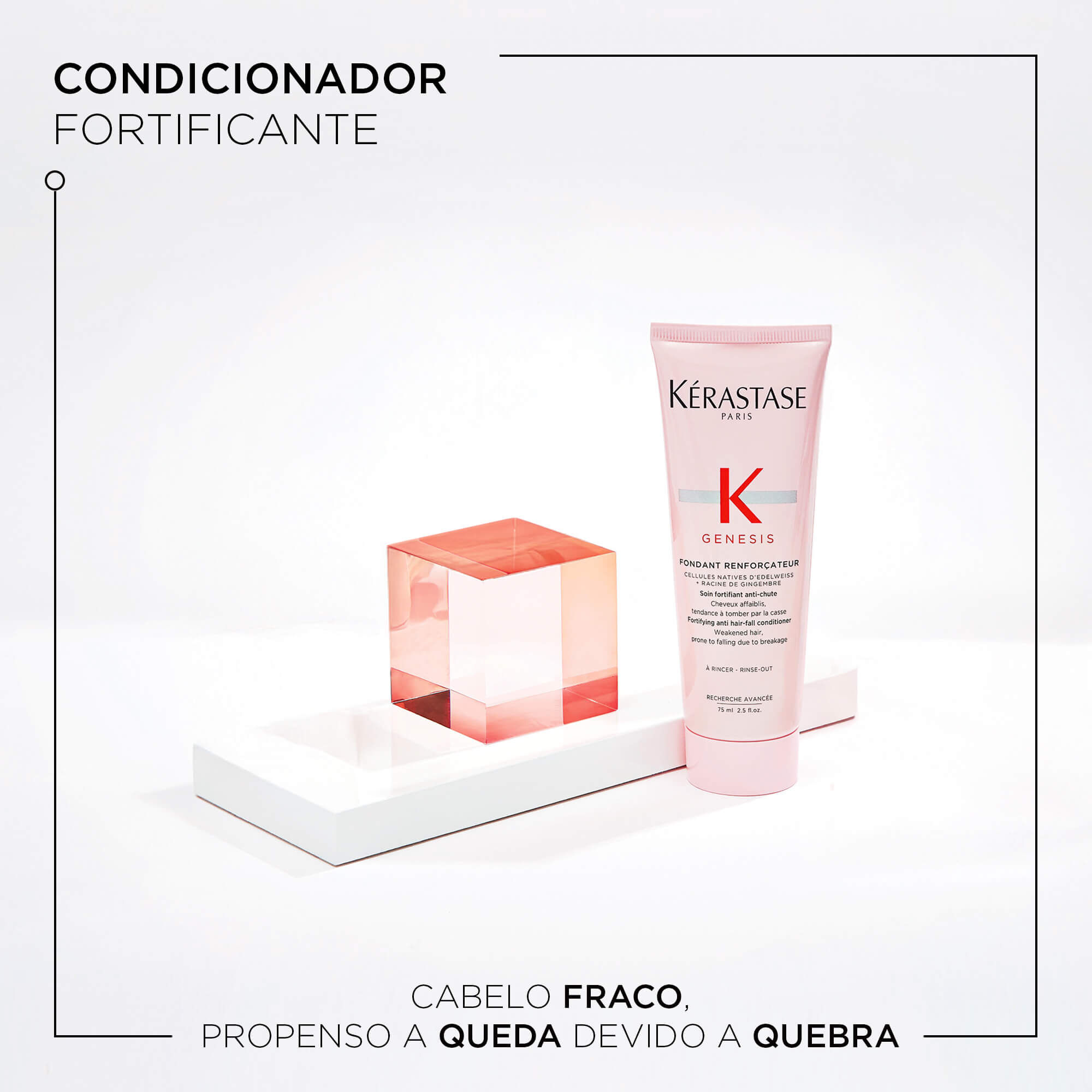 Condicionador Kerastase Genesis Bain nutri Fortifiant travel size e ideal para fortalecer cabelos com queda devido a quebra