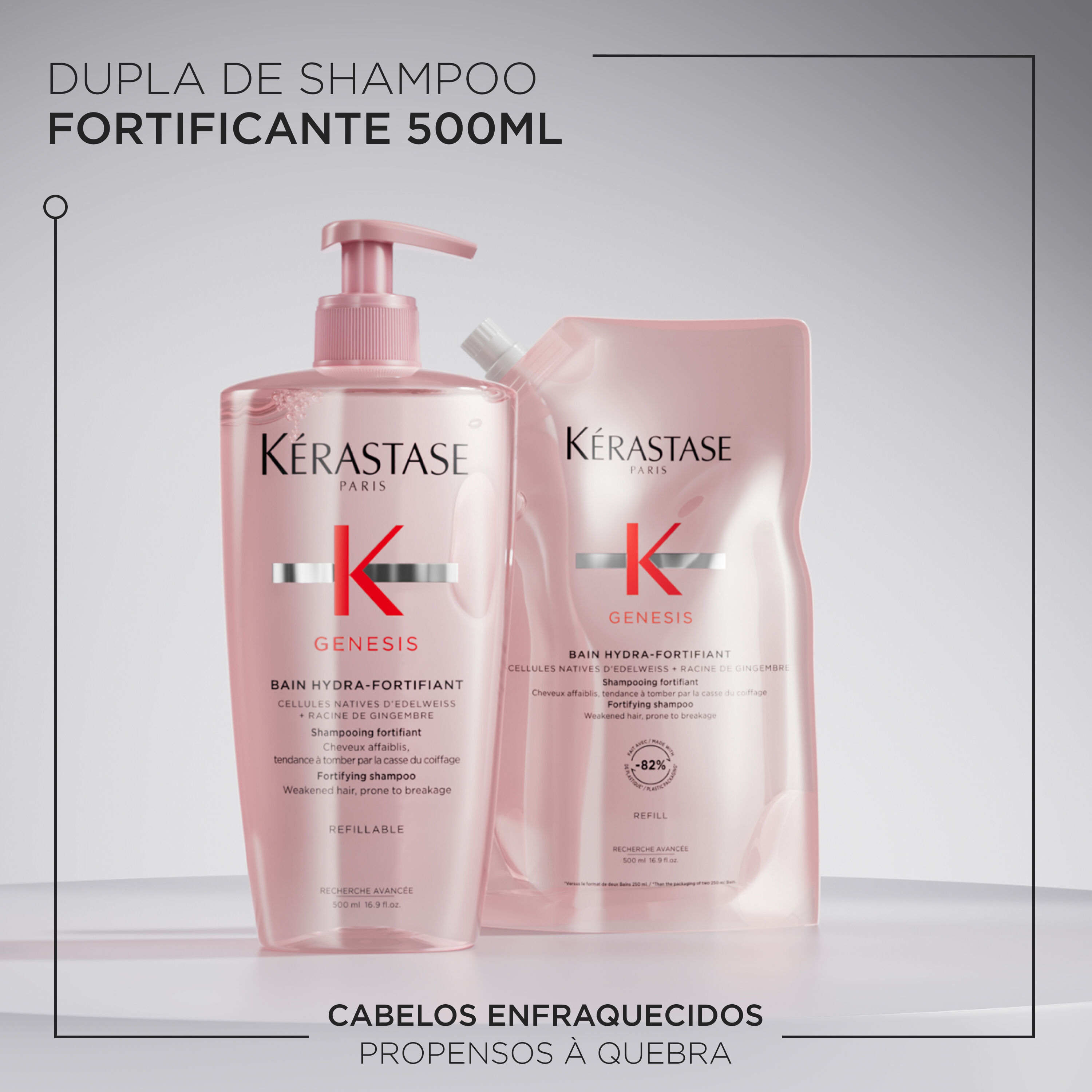 Kit Kerastase Shampoo Antiqueda Bain Hydra-fortifiant Com Refil