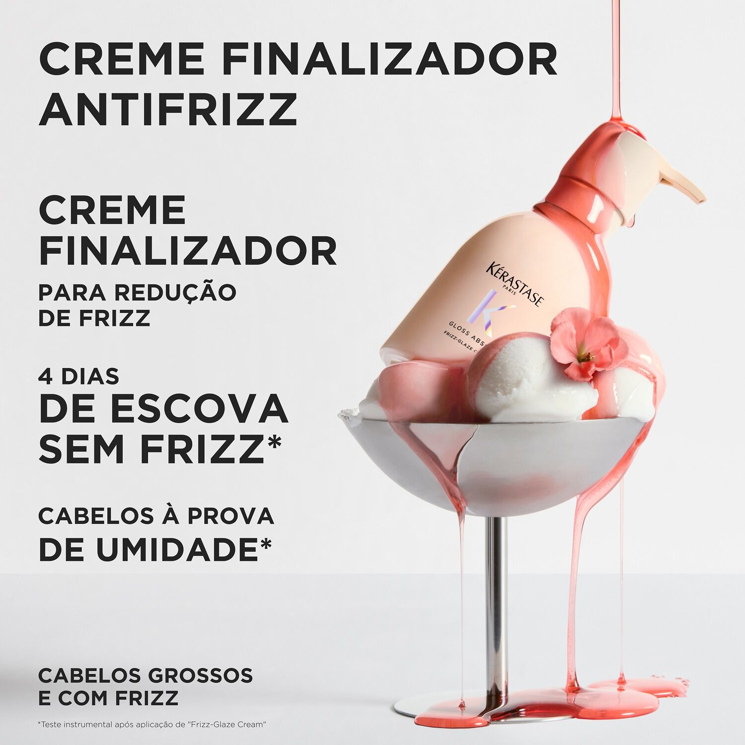 Cabelos a prova d'agua com o creme finalizador e leave-in antifrizz Kerastase Gloss Absolu Frizz Glaze Cream