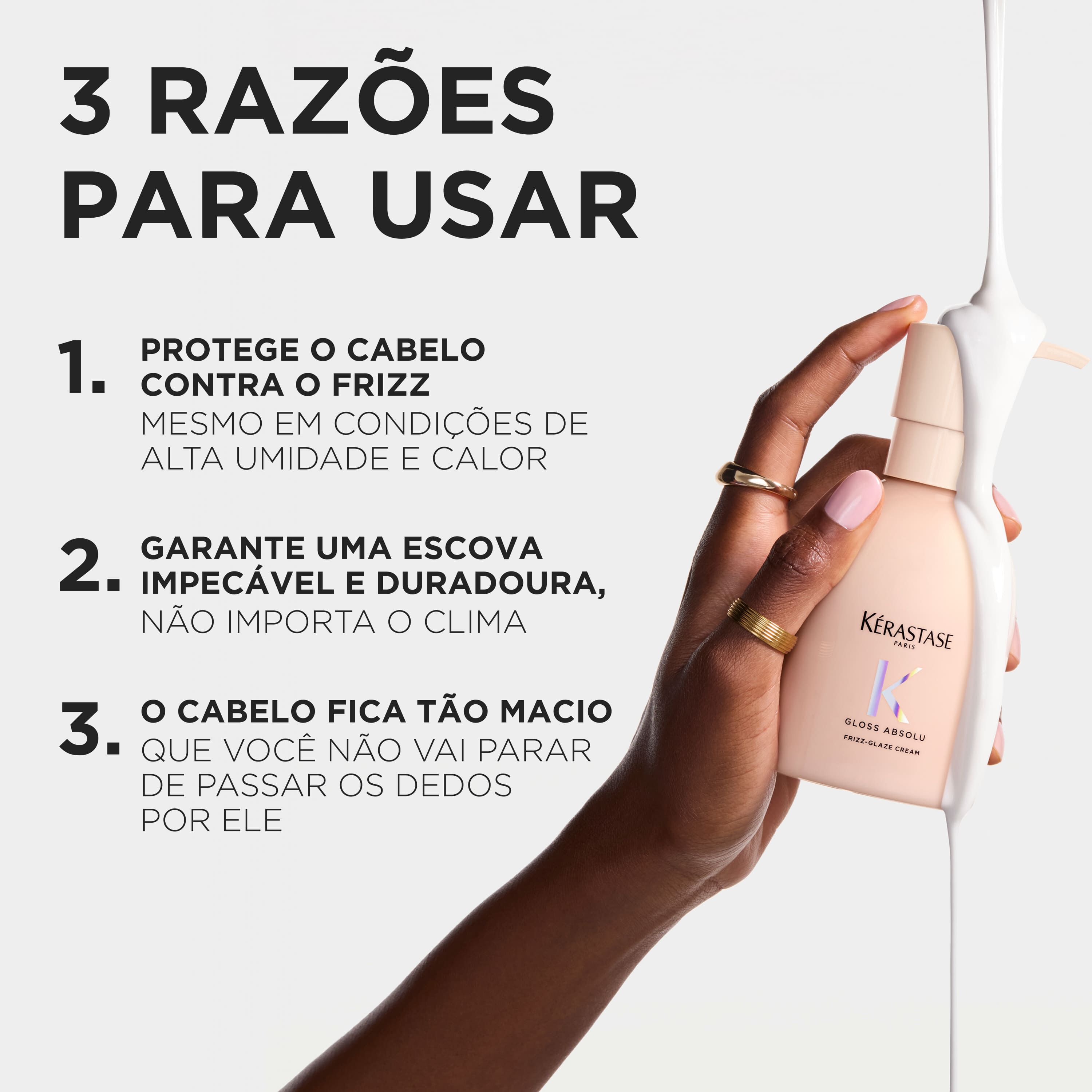 Beneficios do creme finalizador e leave-in antifrizz Kerastase Gloss Absolu Frizz Glaze Cream