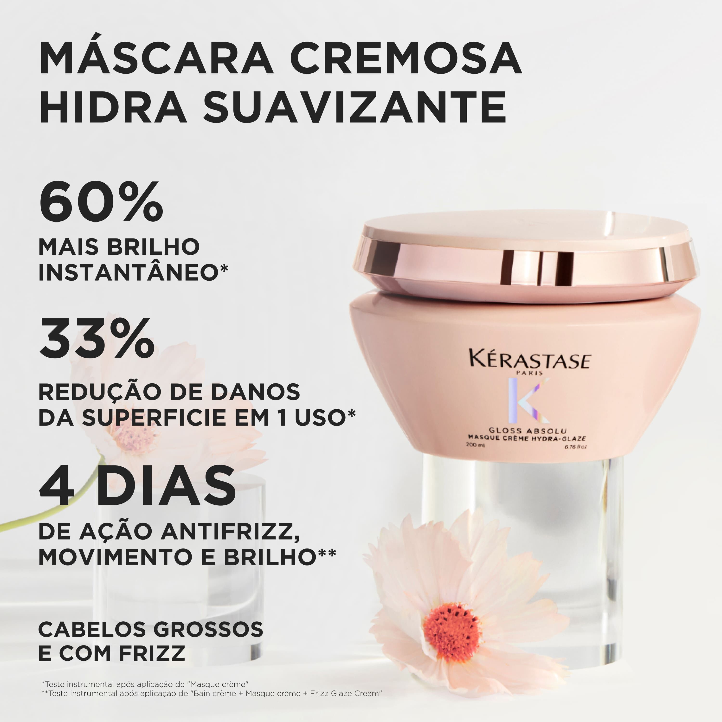Mascara de tratamento anti-frizz Kerastase Gloss Absolu Hydra Glaze com 4 dias de acao contra o frizz travel size
