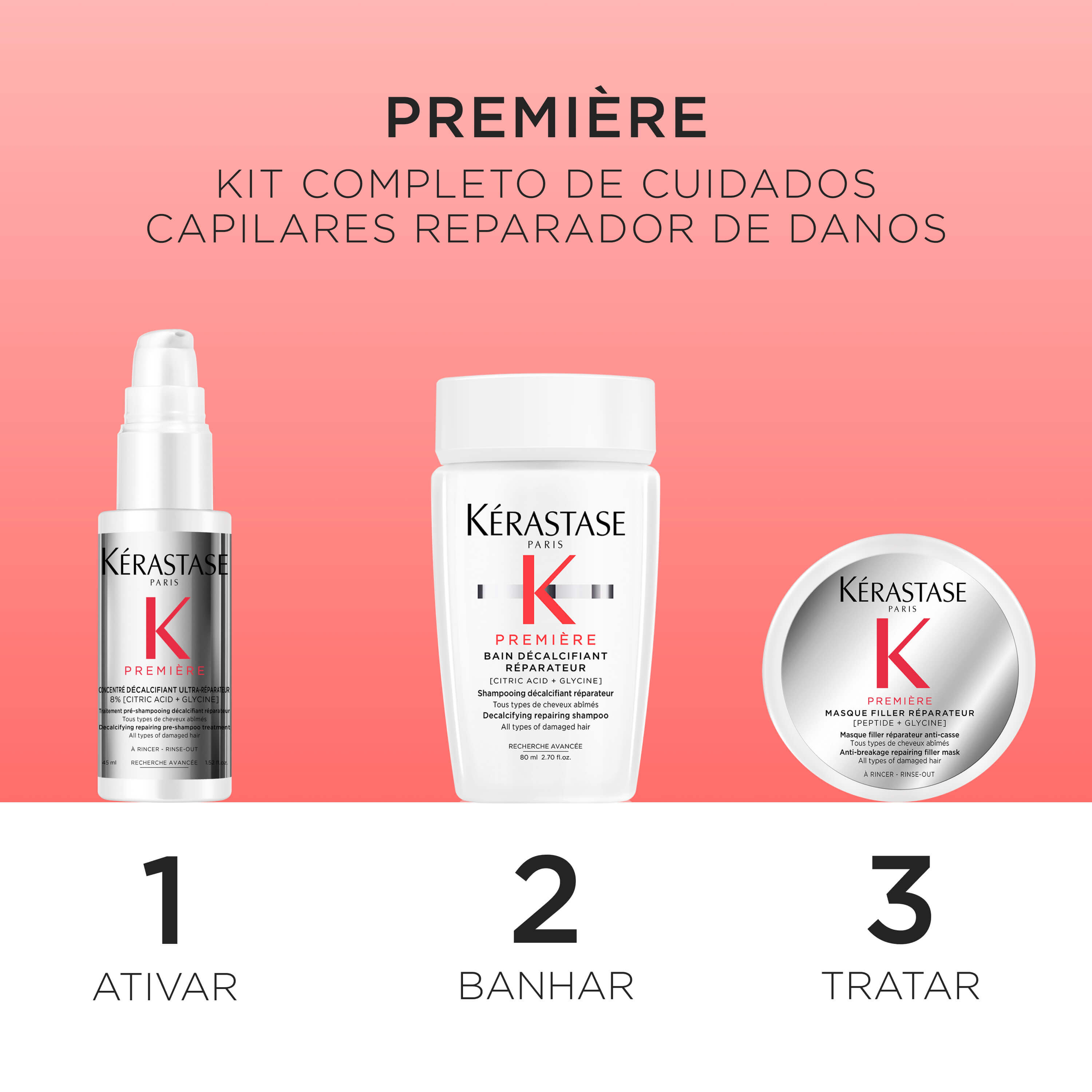 Kit reparador para cabelos danificados travel size de Kerastase Premiere