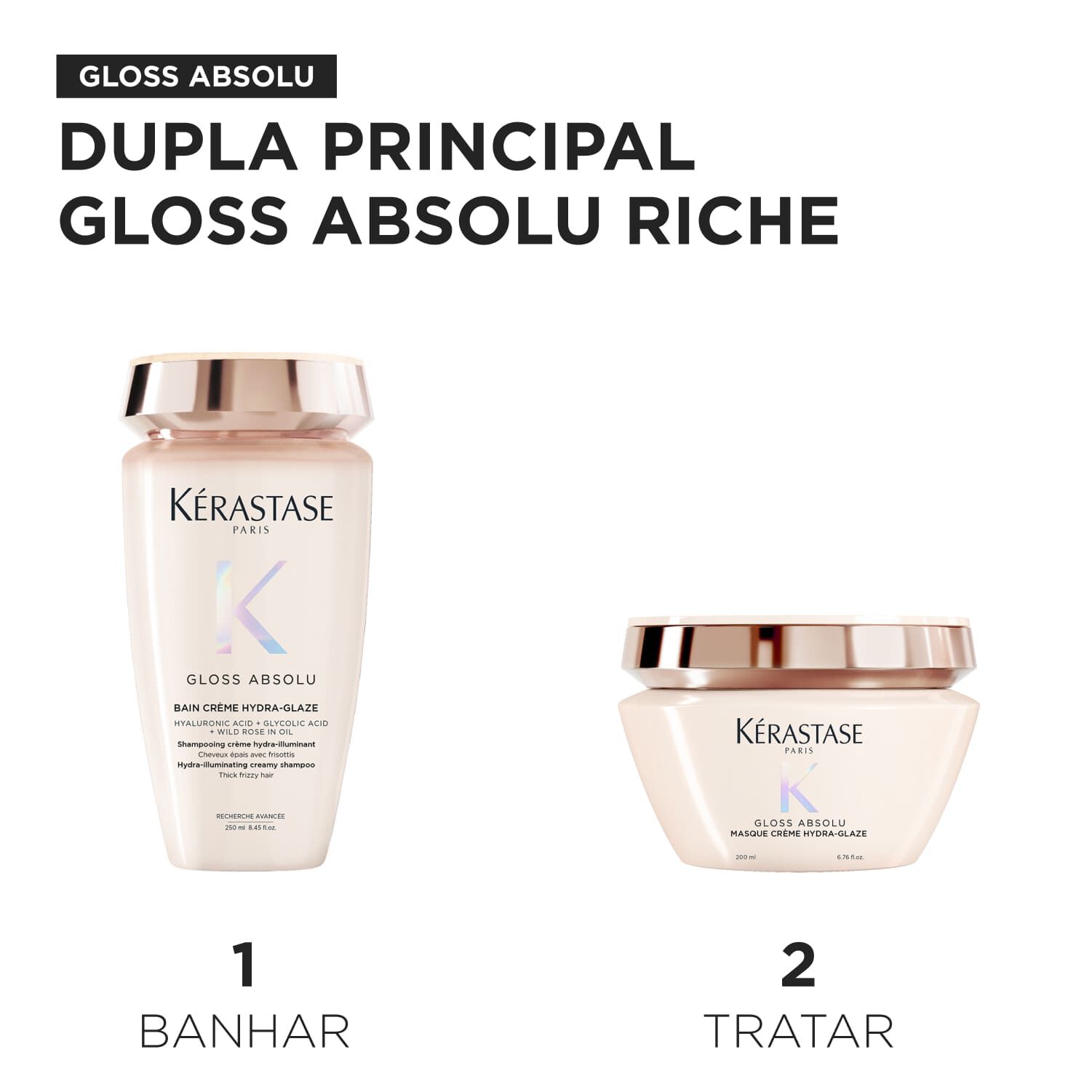Kit Kerastase Dupla Principal Gloss Absolu Riche com rotina de tratamento