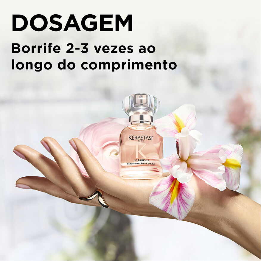 Dose correta do perfume para cabelo Kerastase Gloss Absolu Le Parfum