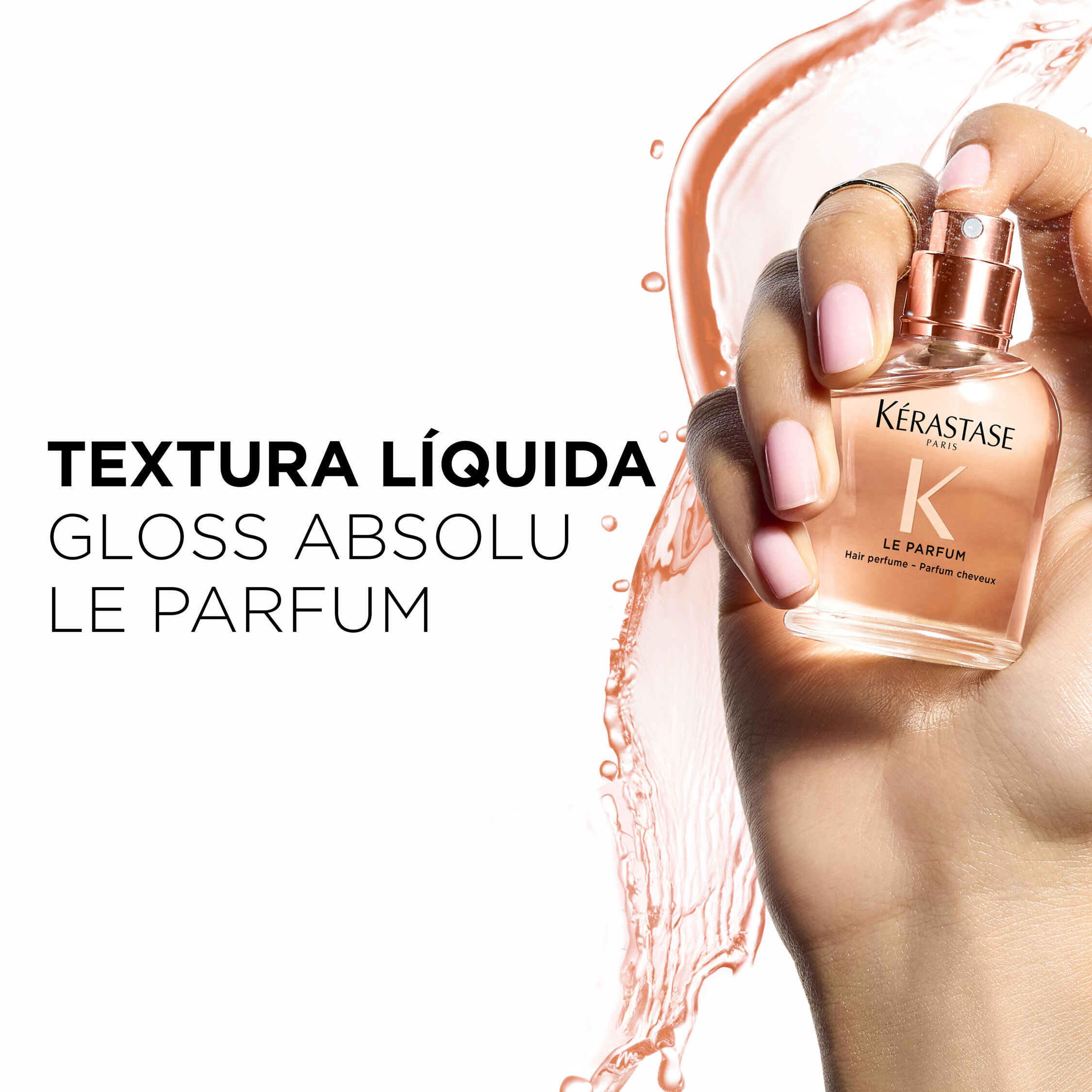 Textura liquida do perfume para cabelo Kerastase Gloss Absolu Le Parfum