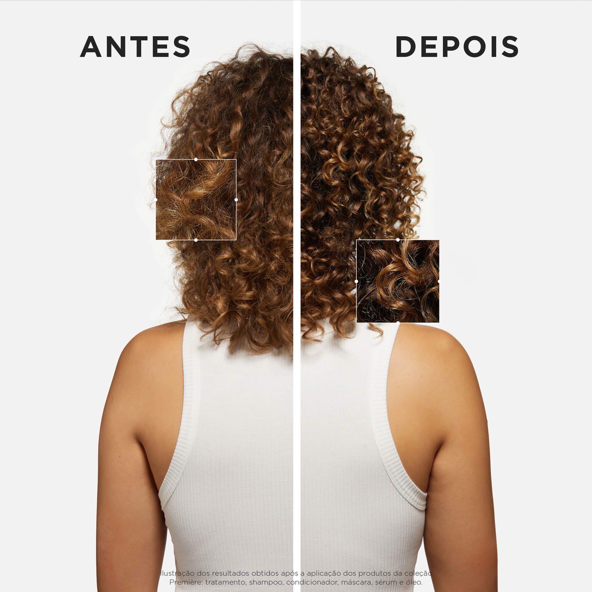 Antes e depois do uso da Mascara Kerastase premiere Filler Reparateur 