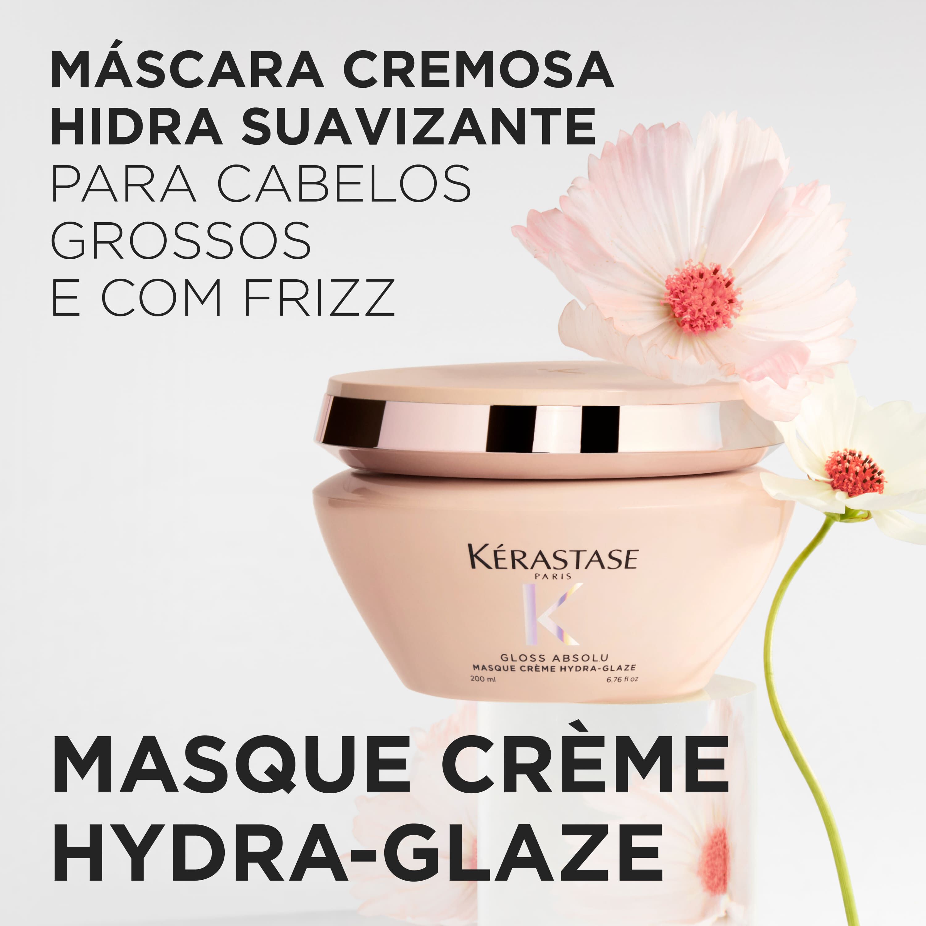 Mascara de tratamento anti-frizz Kerastase Gloss Absolu Hydra Glaze para cabelos grossos