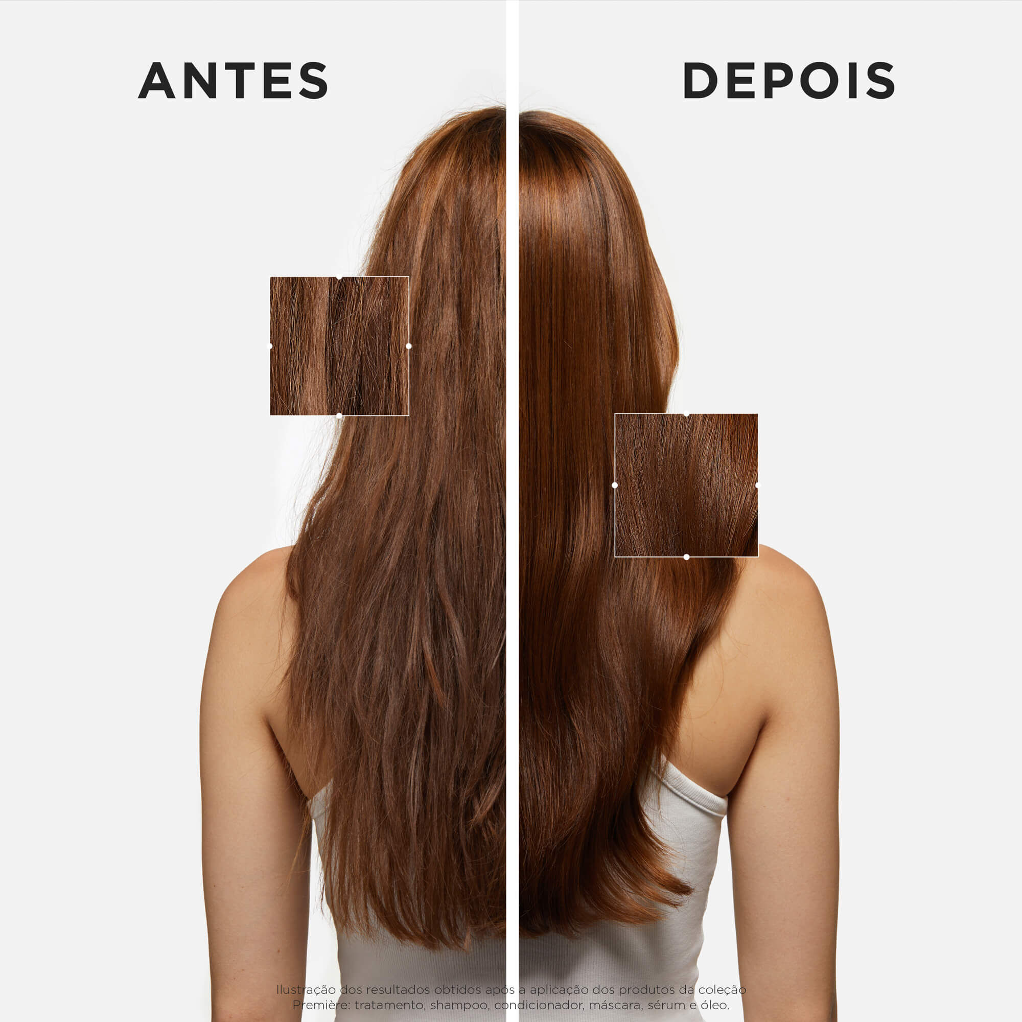 Antes e depois do uso do Shampoo Kerastase premiere Bain Decalcifiant