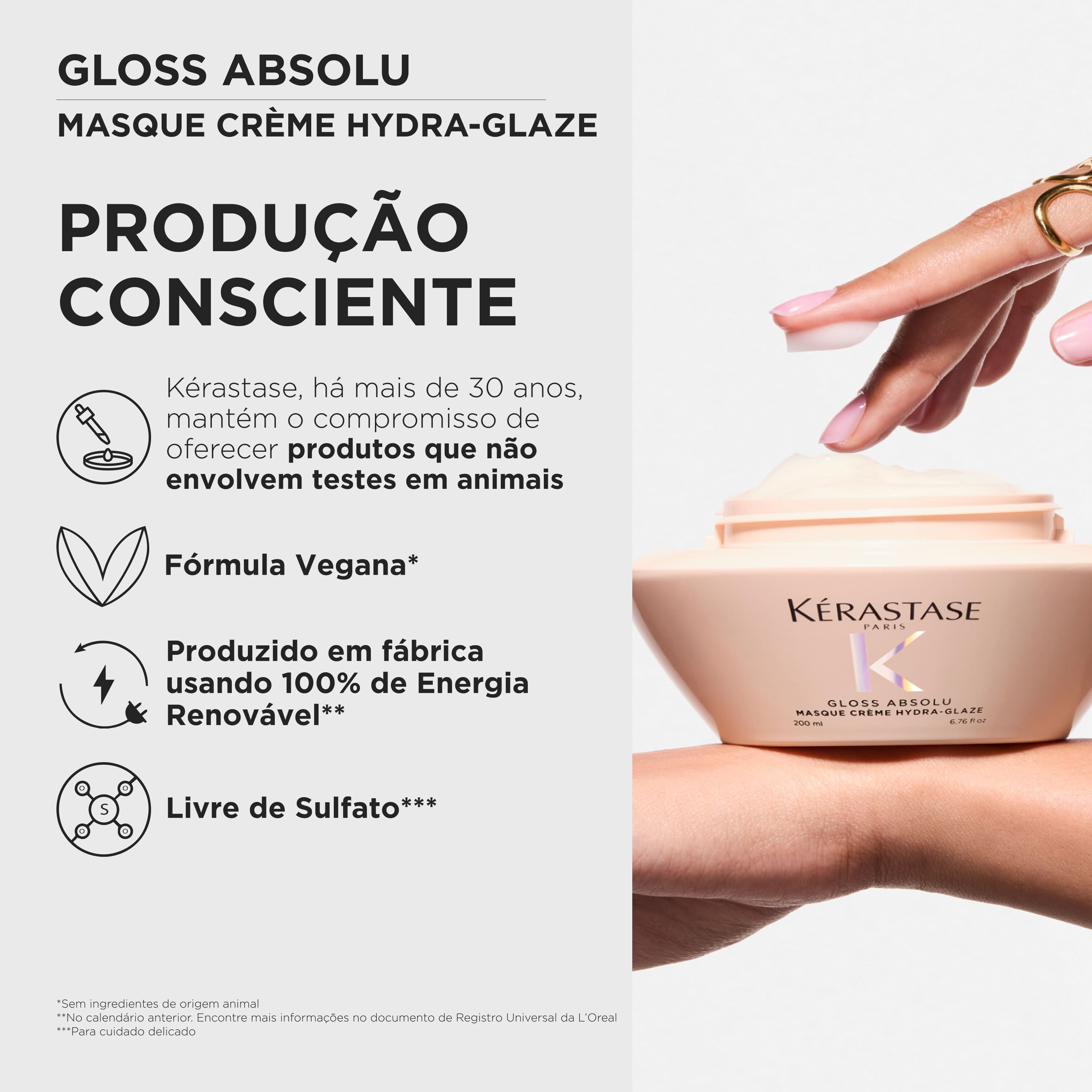 Mascara de tratamento anti-frizz Kerastase Gloss Absolu Hydra Glaze com formula vegana sem sulfatos