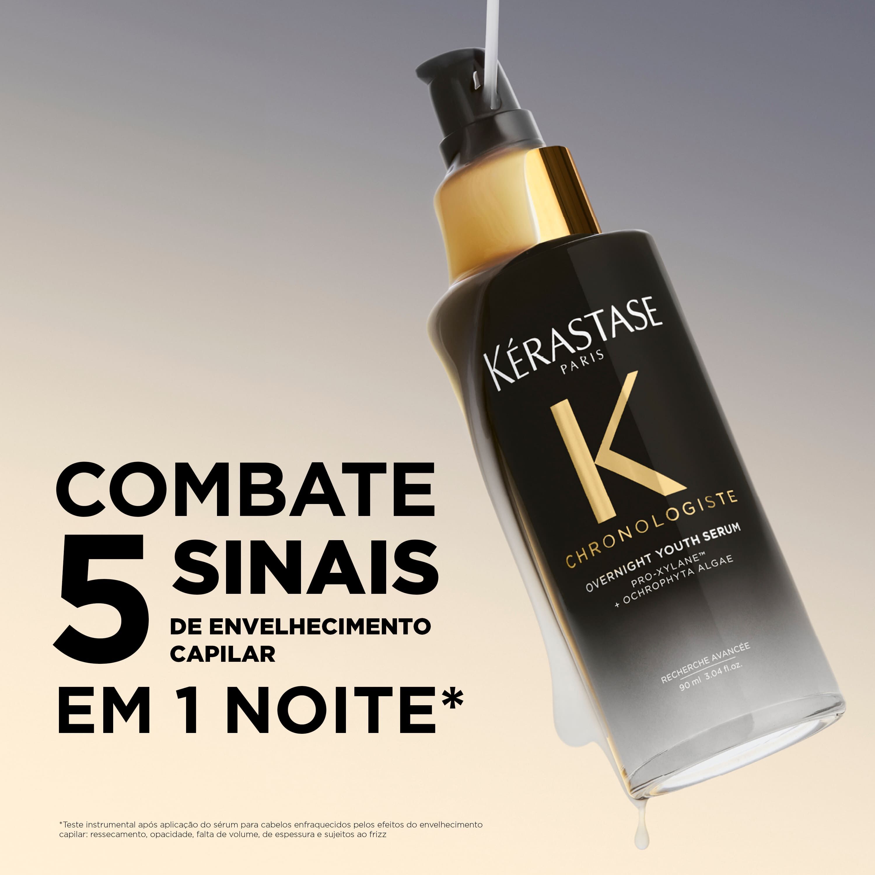 Serum noturno Kerastase Chronologiste Overnight Youth combate o envelhecimento dos cabelos com regeneracao capilar