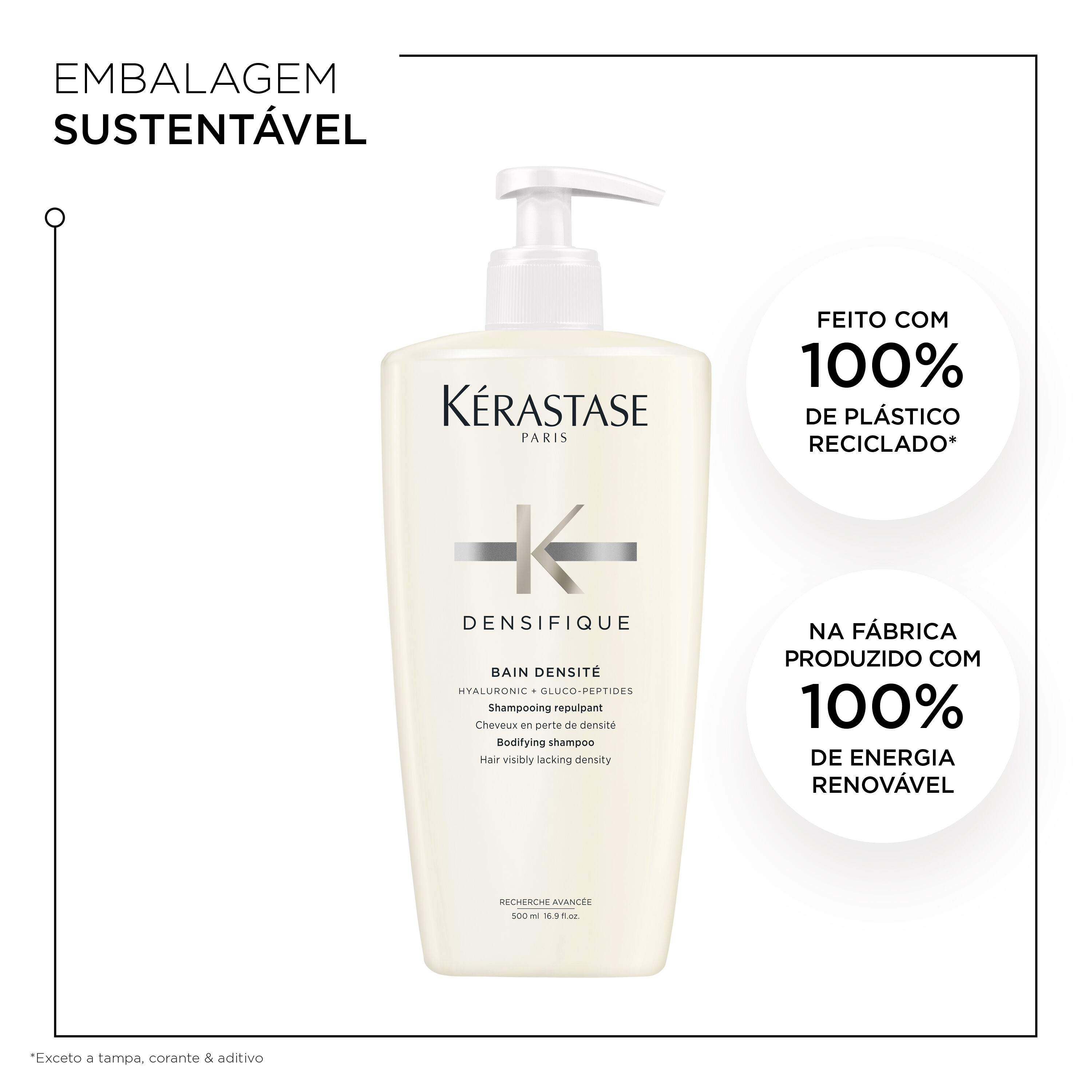 Embalagem Sustentavel do Shampoo Kerastase Densifique Bain Densite com refil