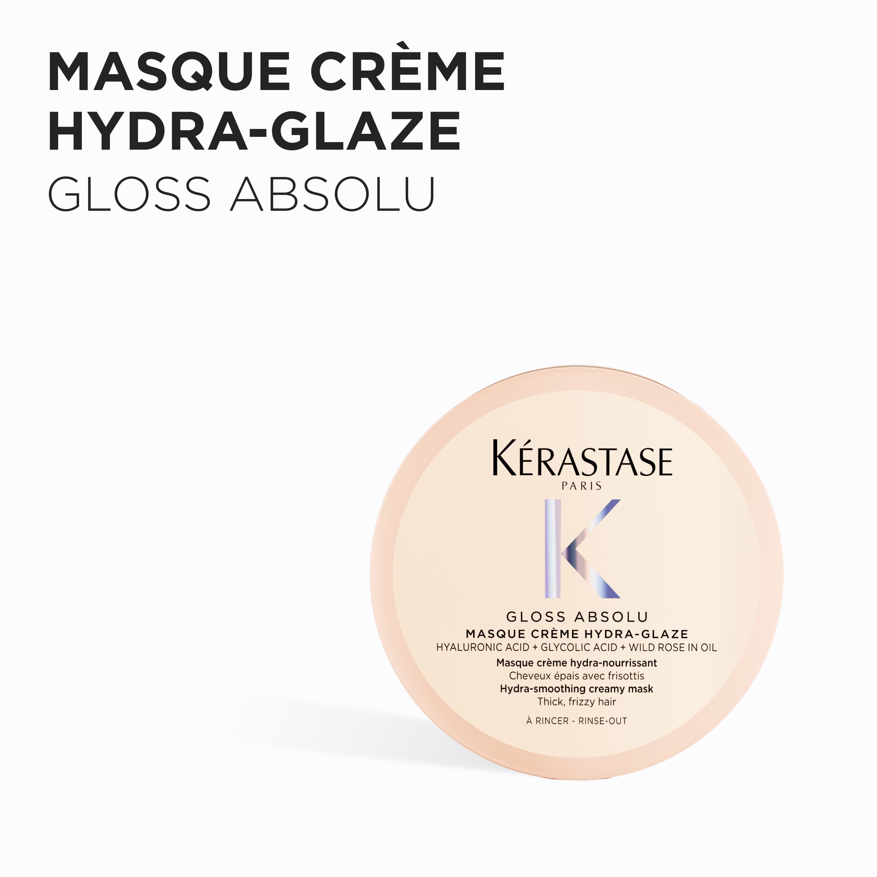 Mascara de tratamento anti-frizz Kerastase Gloss Absolu Hydra Glaze para cabelos grossos travel size