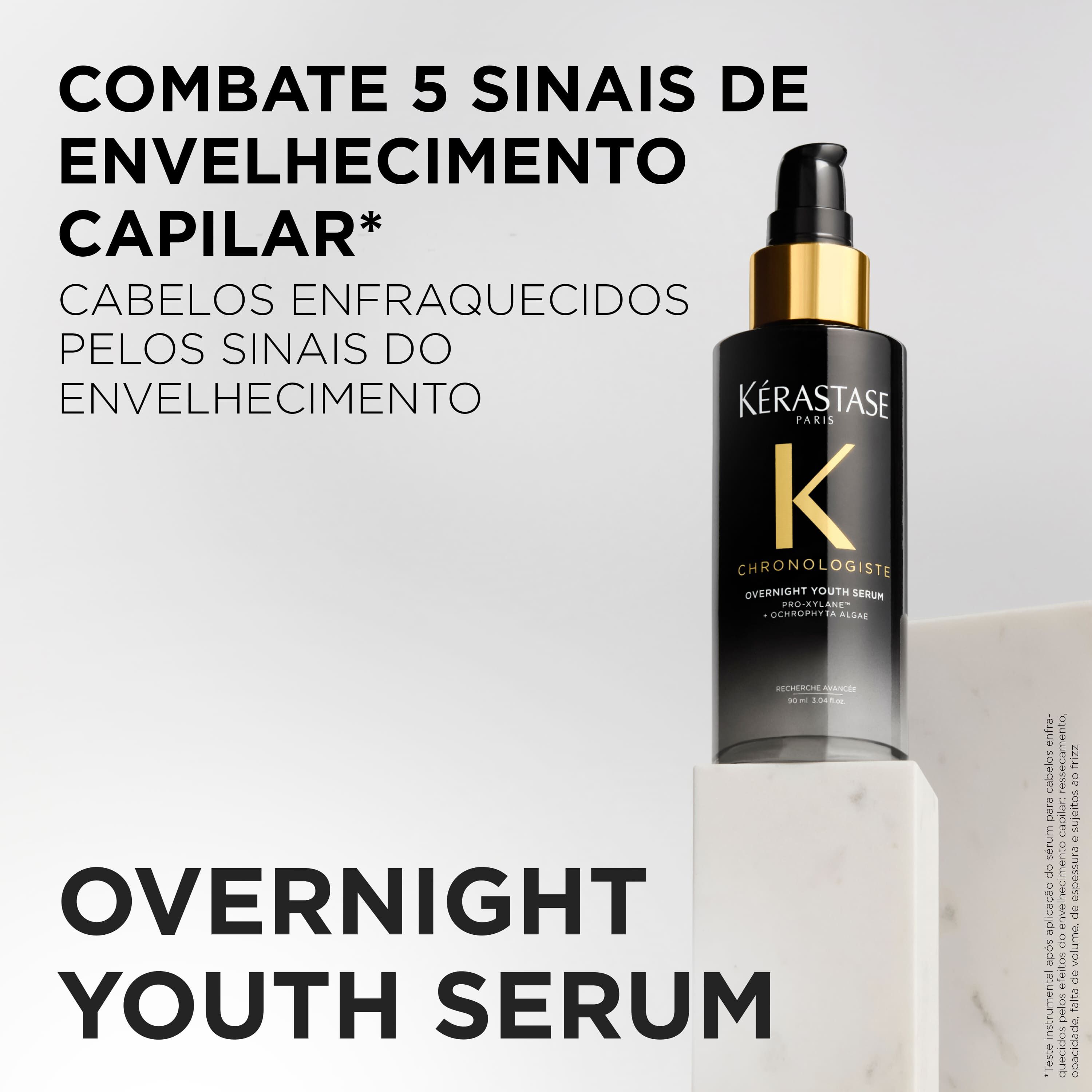 Serum noturno Kerastase Chronologiste Overnight Youth para regeneracao capilar combate sinais de envelhecimento do cabelo