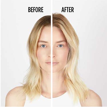 Antes e depois do Blond Absolu Cicaextreme tratamento para cabelos descoloridos