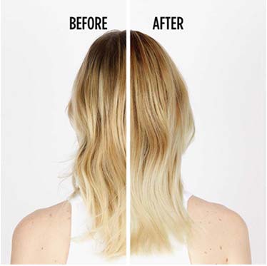 Antes e depois do Blond Absolu Cicaextreme tratamento para cabelos descoloridos